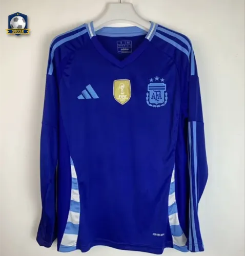 Argentina 2024 Copa America Away Man Long Sleeve Jersey With FIFA World Cup badge