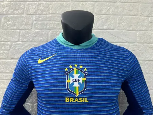 Brazil 2024 Copa America Away Player Version Long Sleeve Jersey