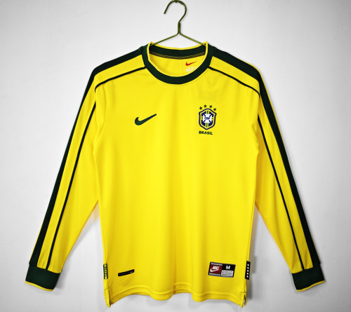 Brazil  Home Retro Long Sleeve Jersey 1998