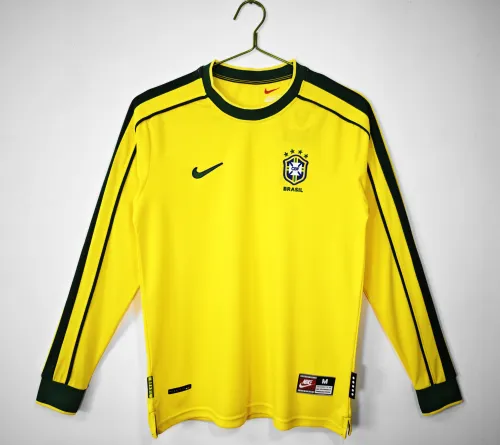 Brazil  Home Retro Long Sleeve Jersey 1998
