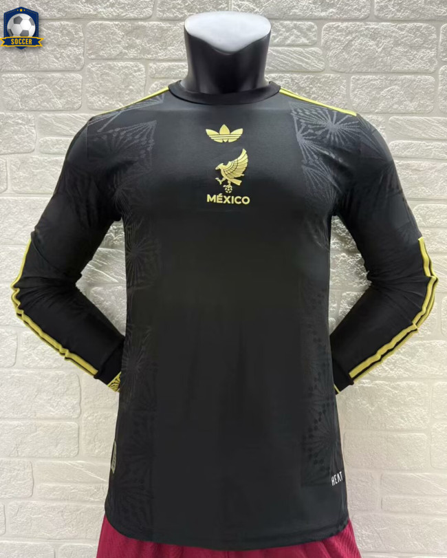 Mexico Gold Man Player Long Sleeve Jersey 25/26