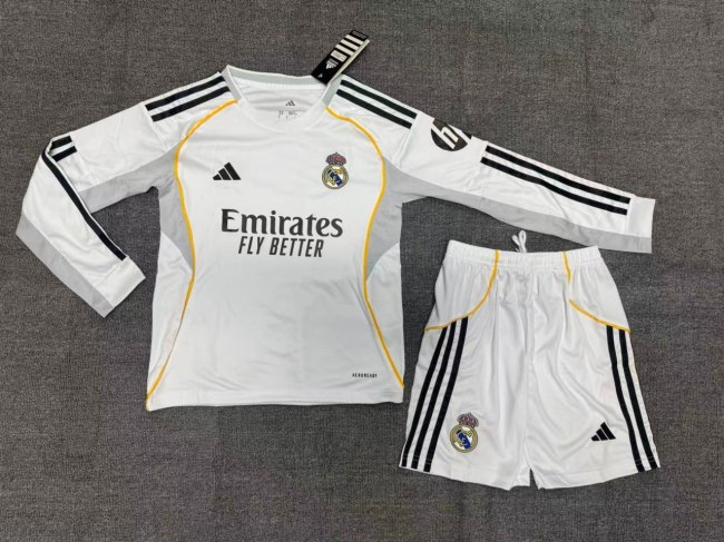 Real Madrid Home Long Sleeve Kids Suit 25/26
