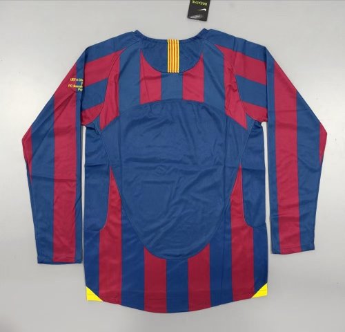 Barcelona Home Long Sleeve Retro Jersey UCL Final 2006