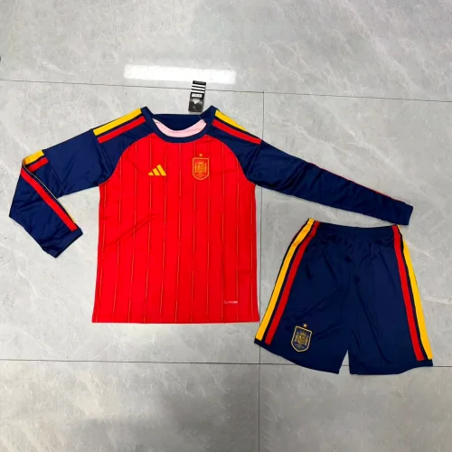 Spain 2026 World Cup Home Long Sleeve Kids Suit