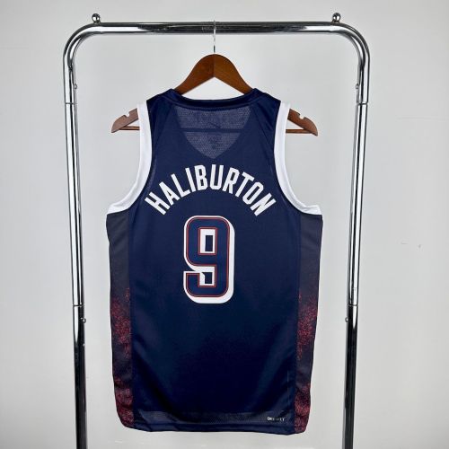 Tyrese Haliburton Team USA 2024 Swingman Away Jersey Blue