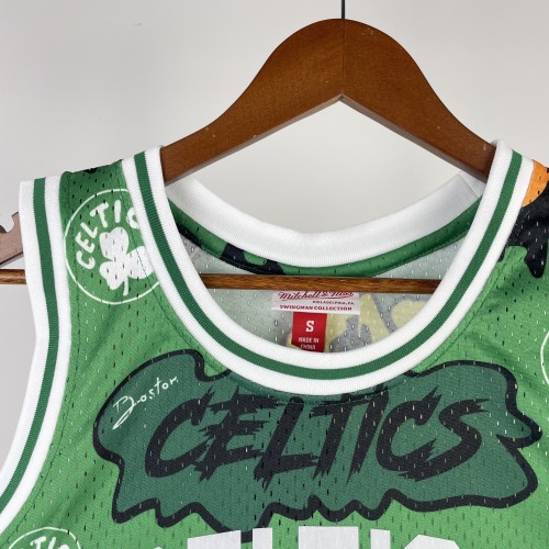 Kevin Garnett Boston Celtics Graffiti Sticker Swingman Retro Jersey Green