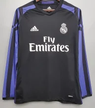 Retro Real Madrid away Black Sleeve  1:1 Quality Soccer Jersey    2016-2017