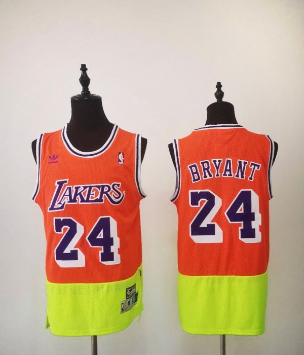 NBA Lakers 24 retro stitching orange green