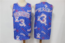 NBA 76ers 3 blue print swing tear tear limited retro Jersey