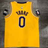 NBA Laker round neck retro yellow No.0 Nick Young  with chip  1:1