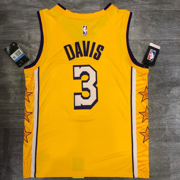 NBA  Laker's Retro yellow V-lead Sucheng city version 3 Davis with chip  1:1