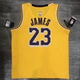 NBA Laker crew neck retro Yellow No. 23 James with chip  1:1