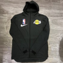 NBA Lakers' black gray warm-up training appearance hooded zipper jacket  with chip  1:1