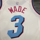 NBA  Heat crew crew neck white No. 3 Wade  with chip  1:1