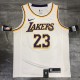 NBA Laker crew neck retro white No. 23 LeBron James with chip  1:1