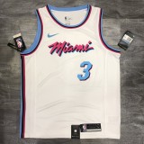 NBA  Heat crew crew neck white No. 3 Wade  with chip  1:1