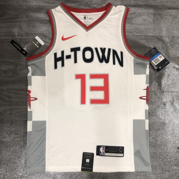 NBA  Rockets city version white 13 James Hardon  with chip  1:1
