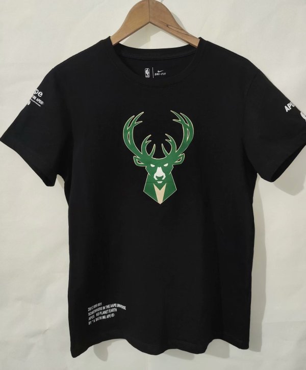 NBA Bucks Hot pressing black T-shirt 1:1