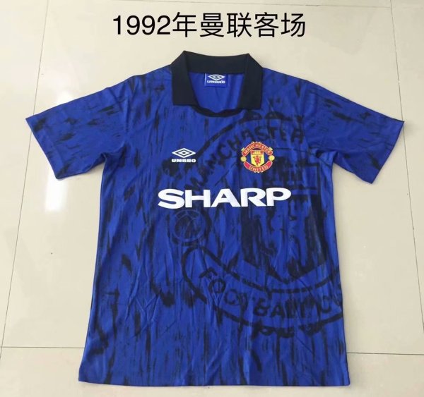Retro  Manchester United Away 1:1 Quality Soccer Jersey  1992-1993
