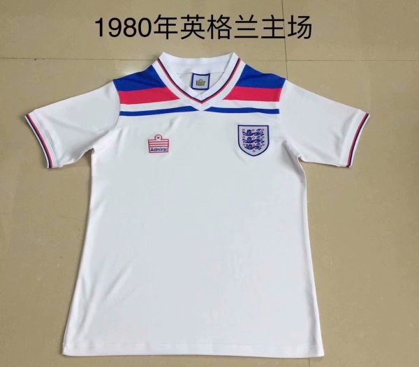 Retro England Home 1:1 Quality Soccer Jersey   1980