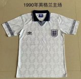 Retro England Home  1:1 Quality Soccer Jersey   1990