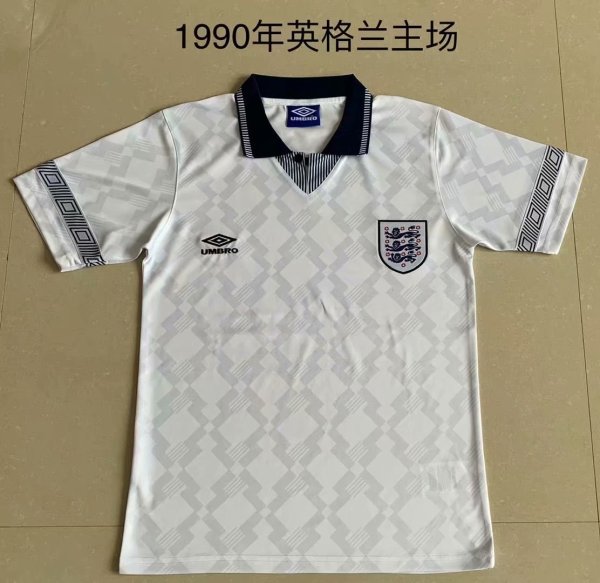 Retro England Home  1:1 Quality Soccer Jersey   1990
