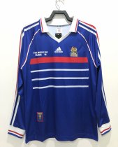 Retro France Home Long Sleeve 1:1 Quality Soccer Jersey  1998