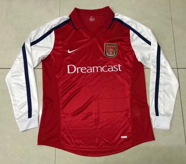 Retro  Arsenal Home Long sleeve 1:1 Quality Soccer Jersey  2001-2002