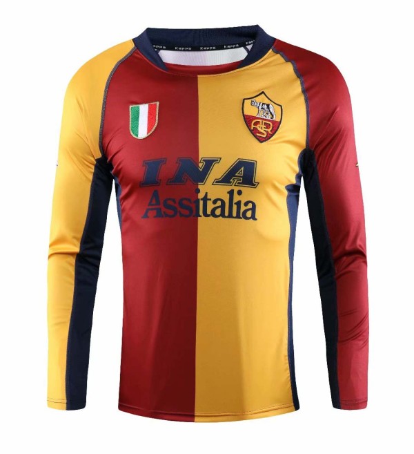 Retro Roma home Long sleeve 1:1 Quality Soccer Jersey  2000-2001