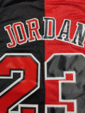NBA Bulls #23 Jordan Yin Yang Red + Black 1997-1998 classic vintage Jersey