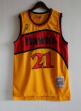 NBA Hawks #21 Dominic Wilkins yellow mesh fan shirt