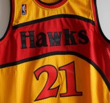 NBA Hawks #21 Dominic Wilkins yellow mesh fan shirt