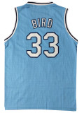 NCAA Bird #33 University blue top grade Mesh Jersey