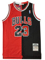 NBA Bulls #23 Jordan Yin Yang Red + Black 1997-1998 classic vintage Jersey