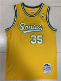 NBA Supersonic Retro #35 Durant vintage yellow top Mesh Jersey