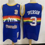 NBA Nuggets # 3 Lverson Snow mountain blue top Mesh Jersey