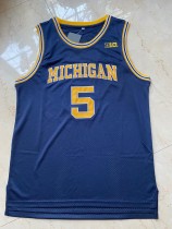 NCAA University of Michigan # 5 Jalen Rose dark blue jersey