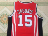 Soviet Union #15 avidas sabonis red basketball shirt