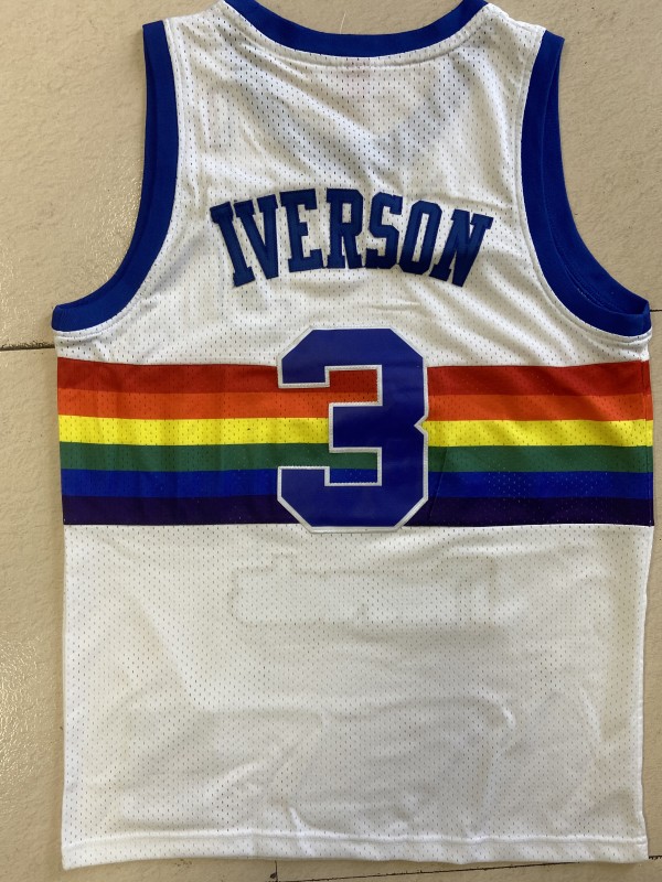 NBA Nuggets # 3 Lverson snow mountain white top Mesh Jersey