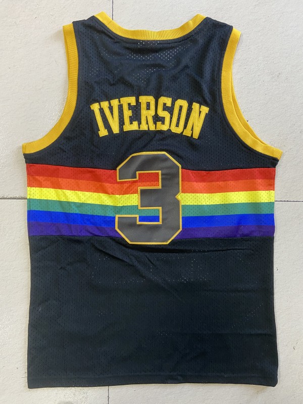NBA Nuggets # 3 Lverson Snow mountain black top Mesh Jersey