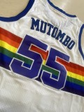 NBA Nuggets # 55 mutombo snow mountain white top Mesh Jersey