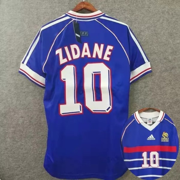 1998 ZIDANE #10 France Home Blue Retro