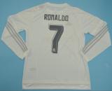 Retro Real Madrid Home Long Sleeve Fans 1:1 Quality Soccer Jersey    2015-2016