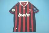 Retro AC Home Long Sleeve1:1 Quality Soccer Jersey  2009-2010
