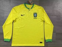 Brazil Away  Long Sleeve  Fans  1:1 Quality Soccer Jersey   22-23