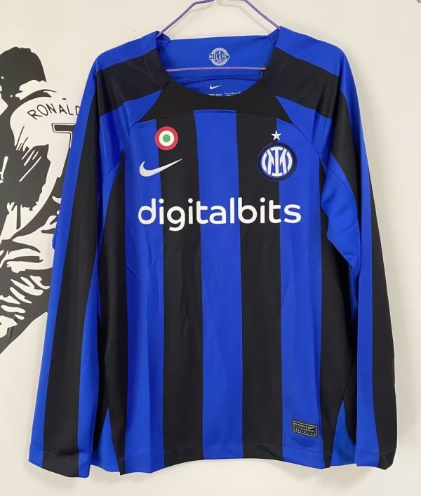 Inter Milan  Home Long Sleeve Fans  1:1 Quality Soccer Jersey    22-23