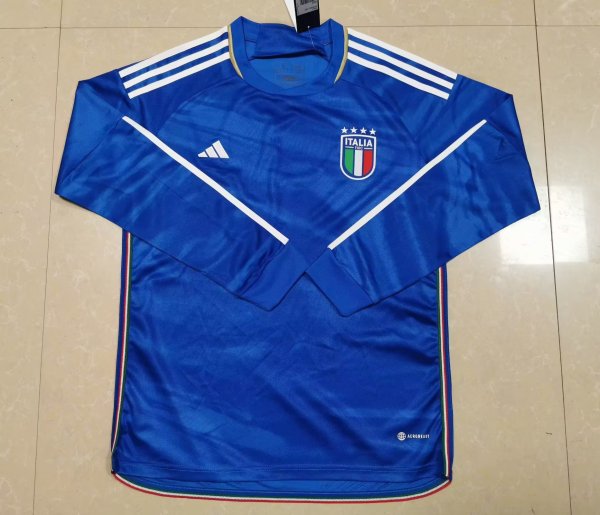 Italy Home  Long Sleeve  Fans 1:1 Quality Soccer Jersey  23-24