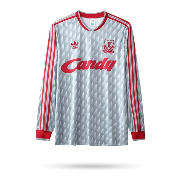 Retro Liverpool Away Long Sleeve  1:1 Quality Soccer Jersey   1989-1991