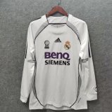 Retro Real Madrid Home  Long Sleeve  1:1 Quality Soccer Jersey  2006-2007