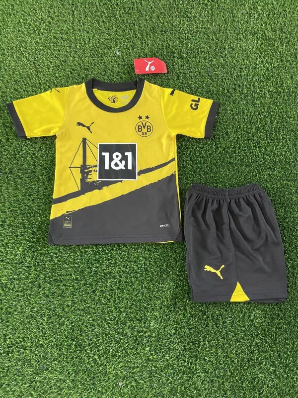 Dortmund Home  kids 1:1 Quality Soccer Jersey   23-24